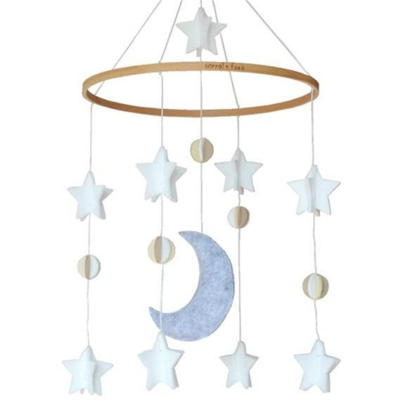 Baby Crib Mobile (Moon, Stars & Planets) - Nursery Decor Ceiling Mobile - Picture 1 of 6